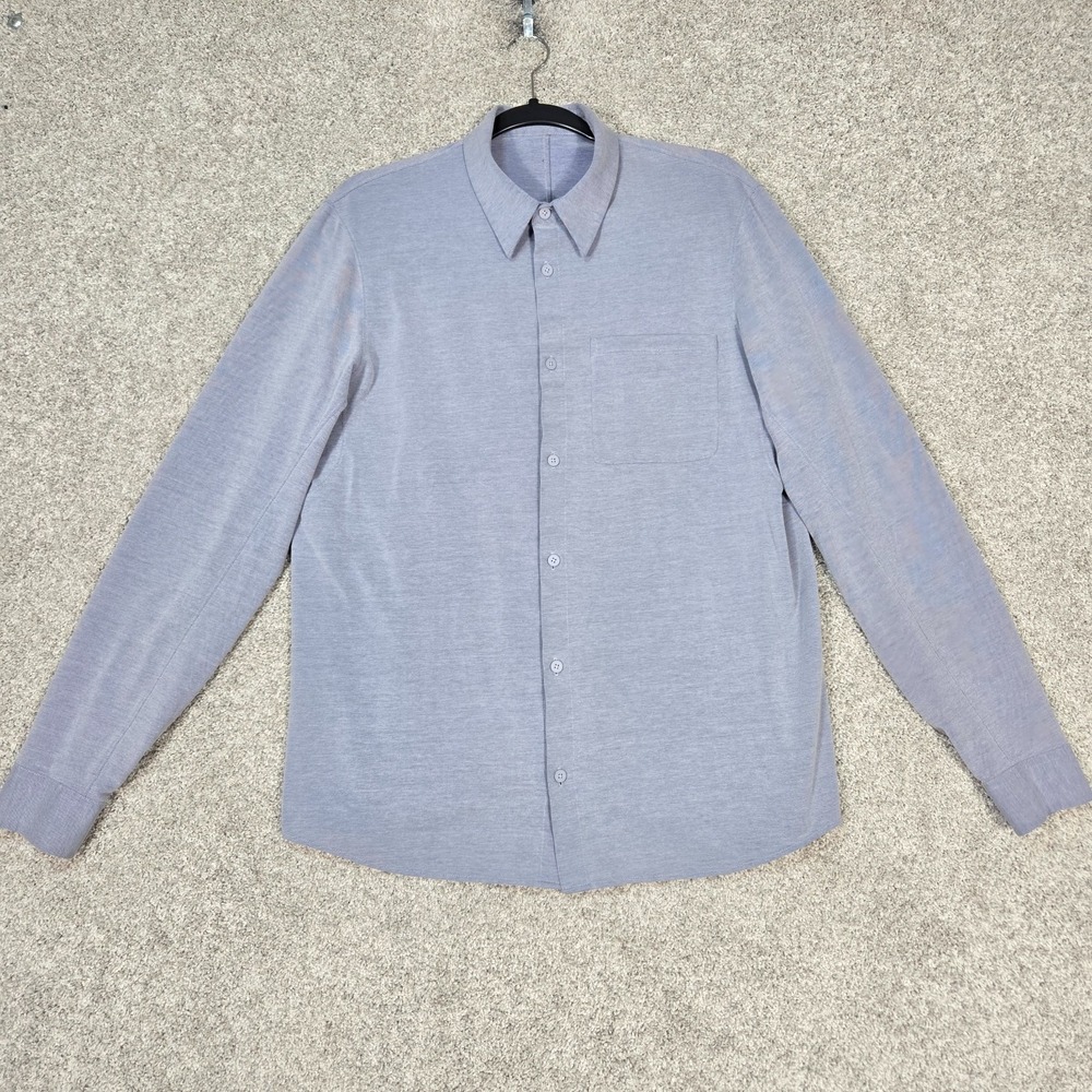 Lululemon Commission shirt Long Sleeve Button up mens Large Blue